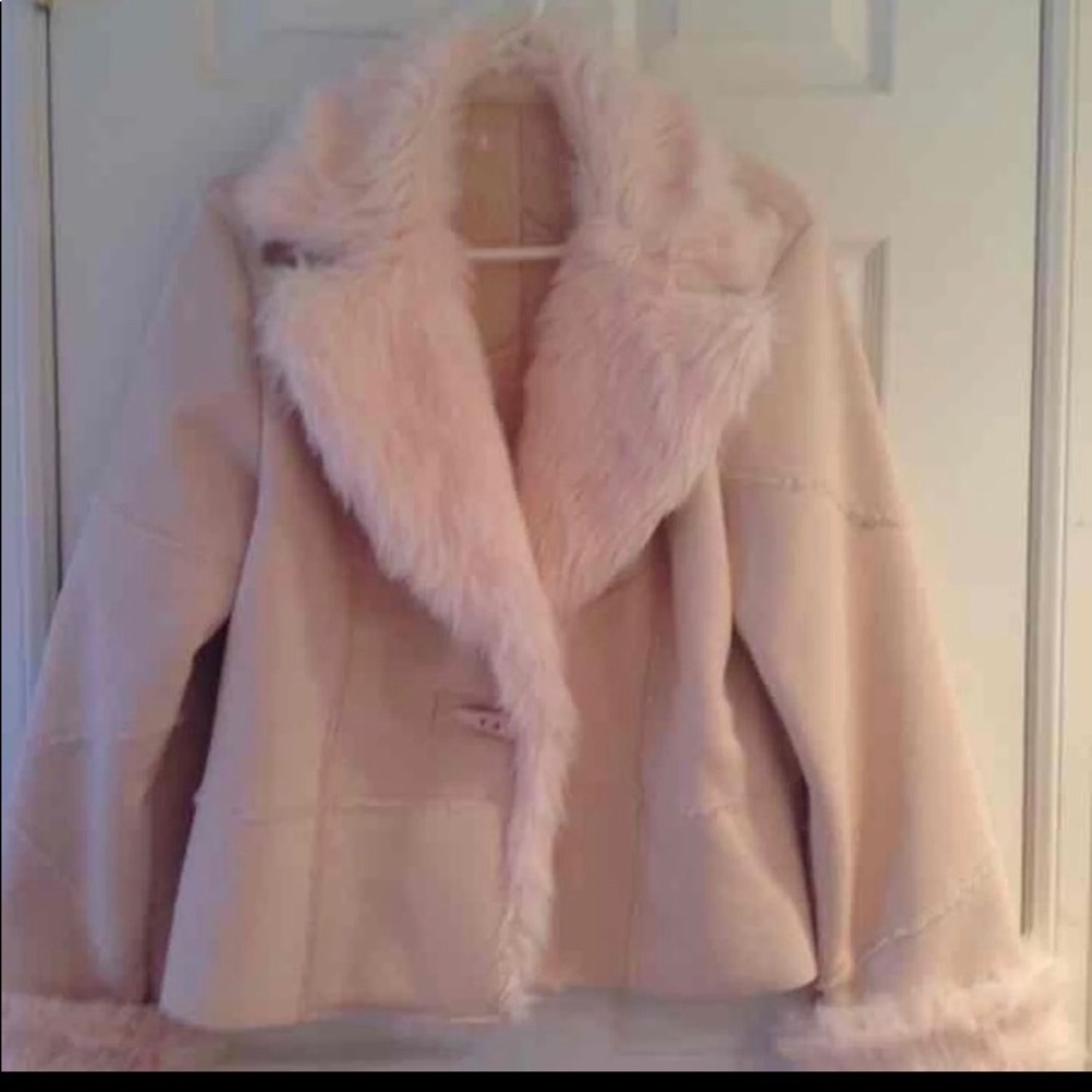 GUESS SUEDE & FAUX FUR JACKET